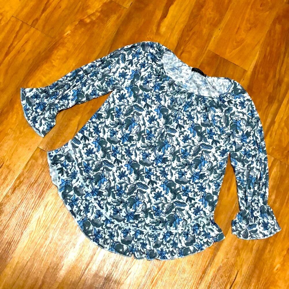 Max Jeans Floral Peasant Blouse Size Medium